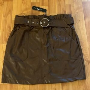 Brown leather skirt, size L in perfect condition from Haute Monde